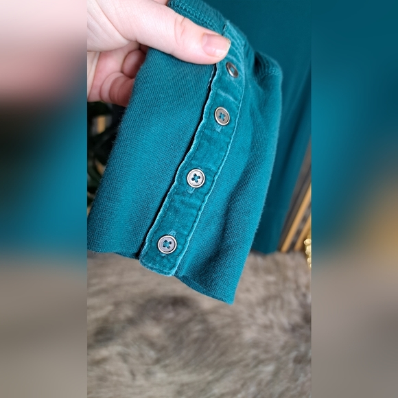 Sundance • Thermal Boho Teal Long Sleeve Crewneck Trendy Chic Layering Medium - Picture 3 of 15